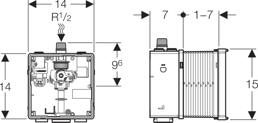 Блок управления смывом писсуара Geberit 115.801.00.5, нет в наличии - фото 2