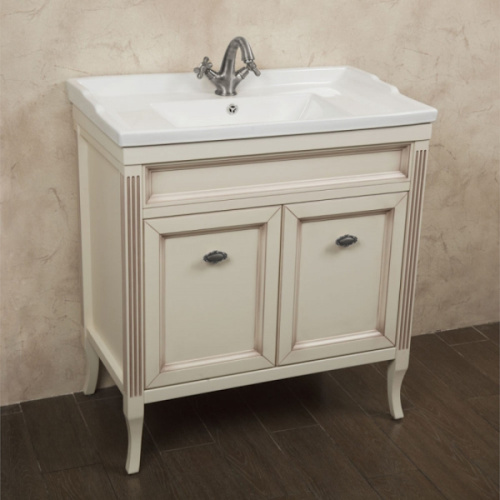 Тумба под раковину, цвет слоновая кость с патиной матовый, фурнитура состаренное серебро, La Beaute Vivien index_1 - фото 3