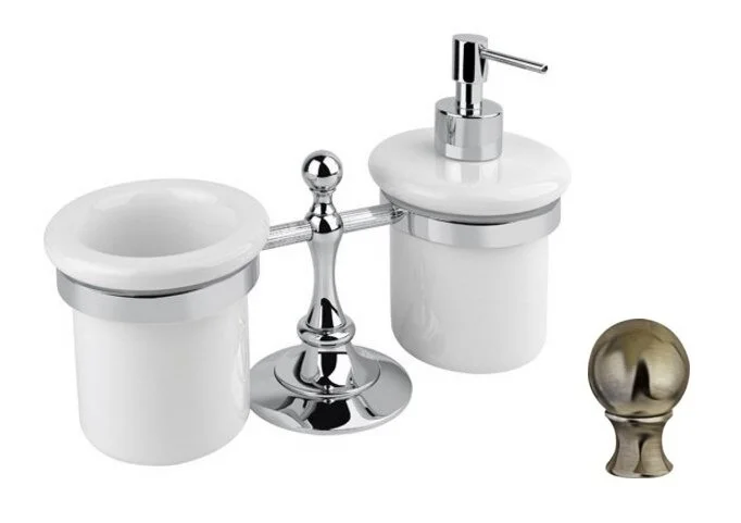 Стакан для ванной и дозатор для мыла Cezares Olimp бронза, фурнитура металл, бронза - фото 3