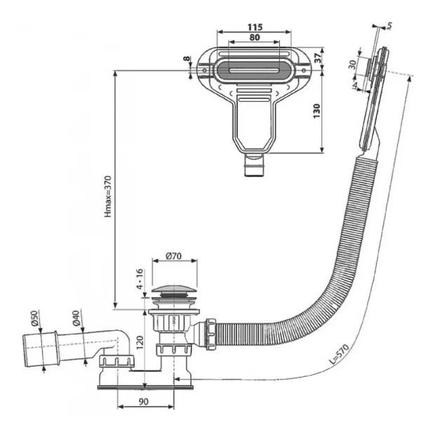 Акриловая ванна Радомир Вальс 1-01-2-0-9-194К, 190 x 90 см, каркас, фронтальный экран, слив-перелив автомат Вальс в комплекте, белая/хром, приставные, встраиваемые - фото 7