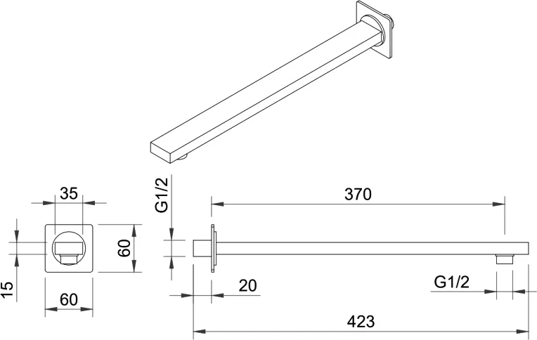 Кронштейн для верхнего душа BERGES Ventas 07400 настенный - фото 2