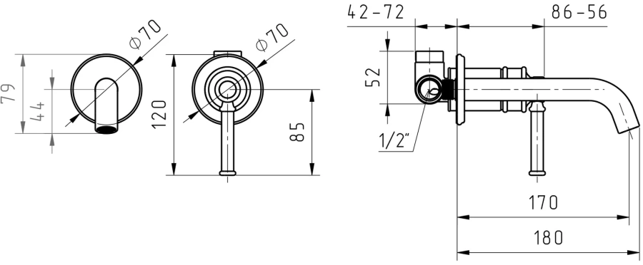 Смеситель для раковины Migliore Ermitage Mini золото, скрытого монтажа, встраиваемые в стену - фото 6