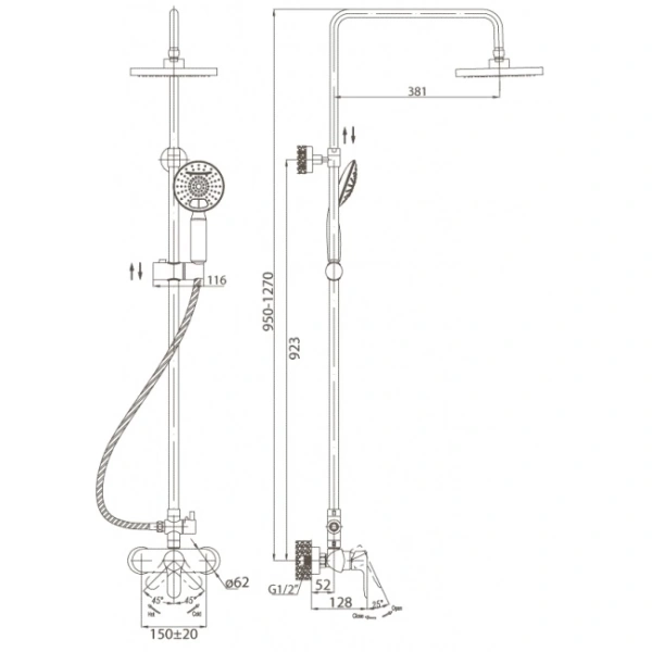 Душевая стойка BelBagno Reno хром - фото 2