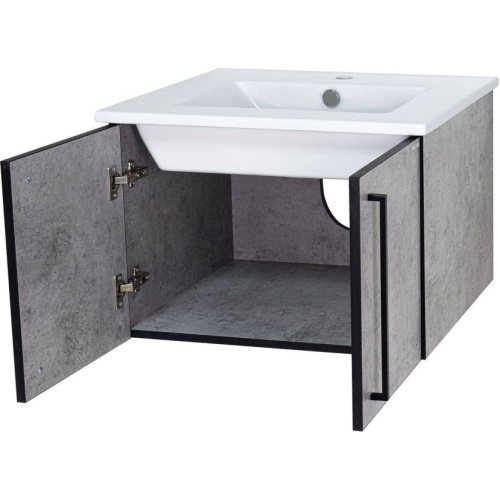 Тумба под раковину подвесная Misty Rock 60 см бетон светло-серая, лофт - фото 3