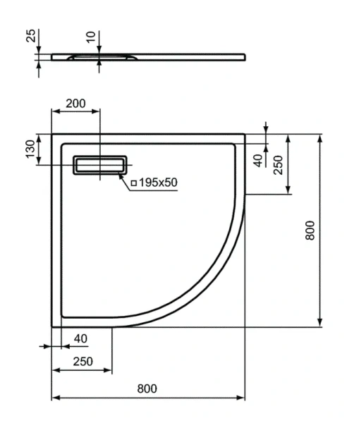 Душевой поддон Ideal Standard Ultraflat New 80x80 см белый матовый, низкие до 15 см - фото 2