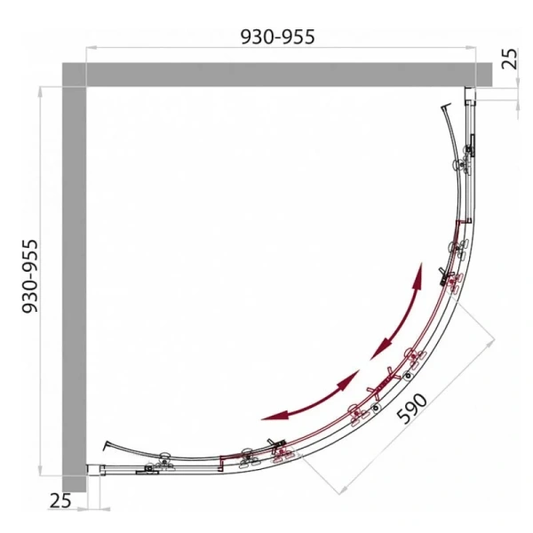 Душевой уголок BelBagno Sela-R-2-95 профиль хром - фото 3