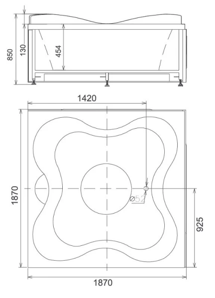 Ванна акриловая Gemy G9089 188х188 см - фото 2
