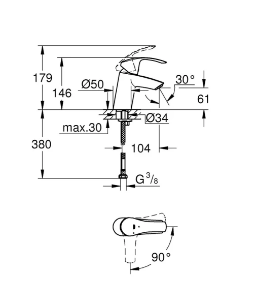 Смеситель для раковины Grohe Eurosmart 32154002 - фото 2