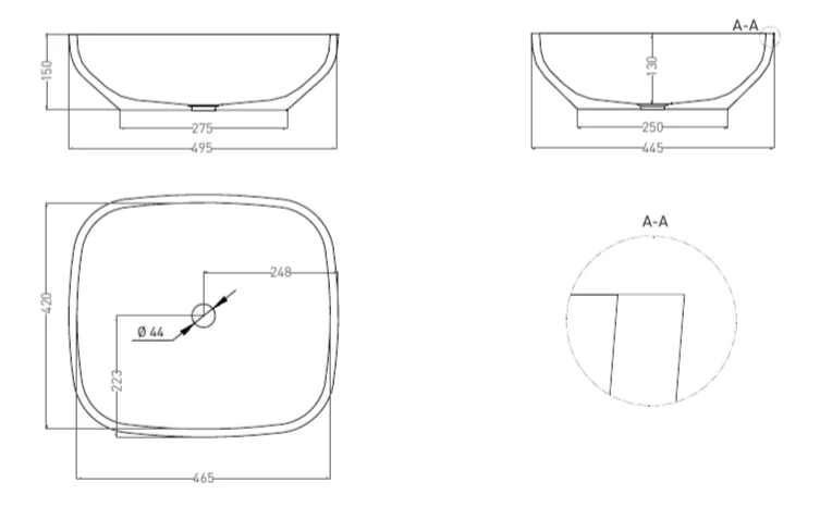 Раковина Salini Gloria 08 50 см накладная, покраска по RAL полностью - фото 2