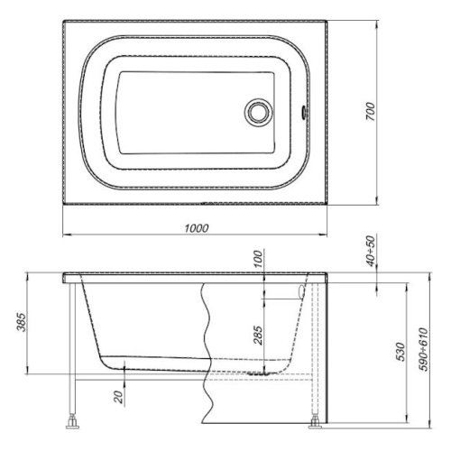 Ванна акриловая Aquanet Seed 100х70 см с каркасом, белые - фото 8