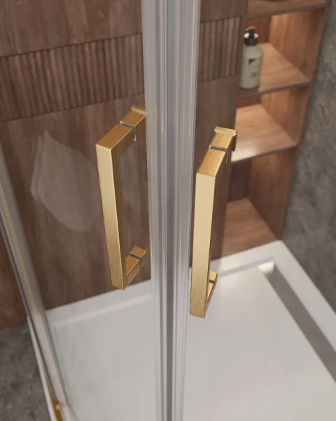 Душевой уголок Cezares Molveno 100х100 см стекло прозрачное профиль золото, 100х100 - фото 5