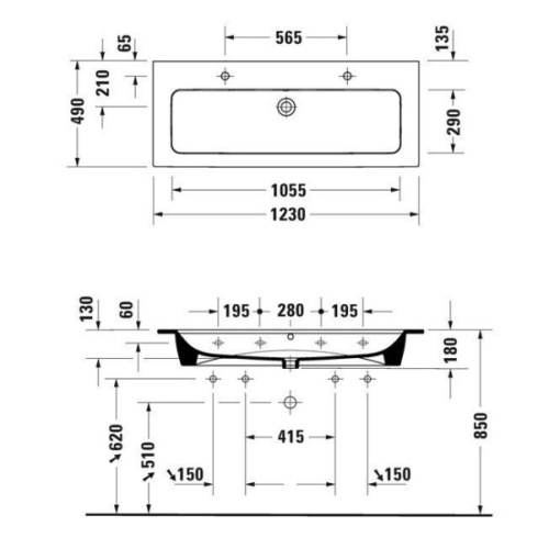Раковина Duravit ME by Starck 123 см белая - фото 4