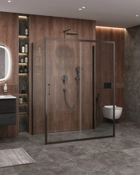 Душевой уголок Cezares Molveno 150х90 см прозрачное стекло профиль оружейная сталь - фото 3