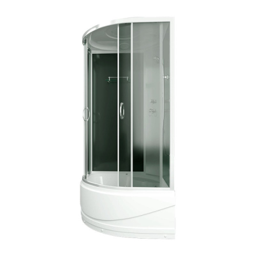 Душевая кабина Erlit Comfort 90x90 см задняя стенка черная, угловые, недорогие, для дачи, без гидромассажа, c тропическим душем, с крышей, с сиденьем - фото 5