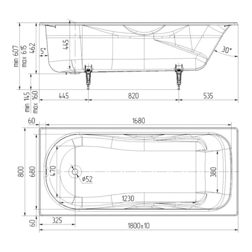 Ванна чугунная Универсал Сибирячка 180х80 см без отверстий под ручки - фото 4