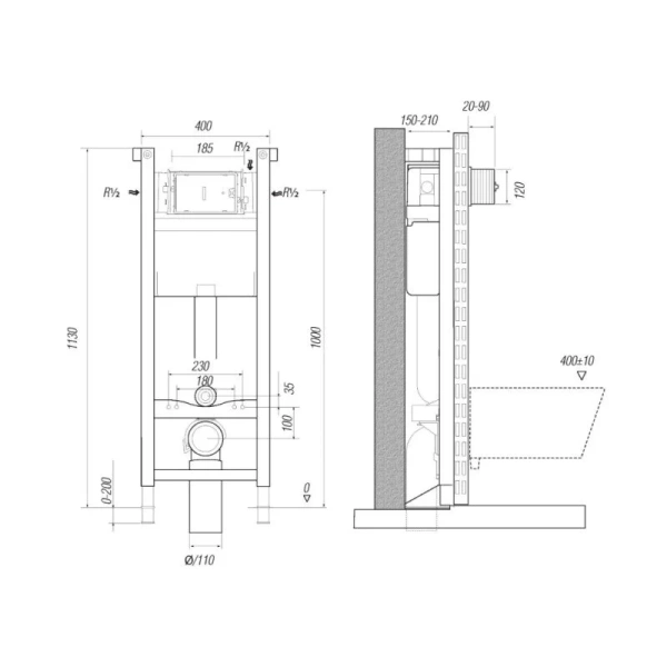 Инсталляция для унитаза Migliore Expert Evo механическое управление слива - фото 2
