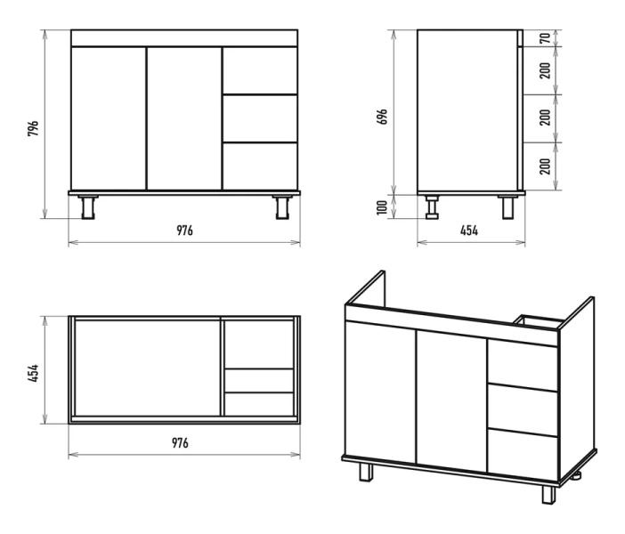 Тумба под раковину напольная Misty Аврора 100 см белая, комплект (набор) - фото 8