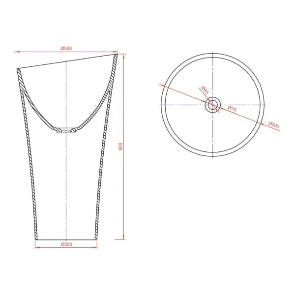 Раковина напольная Montebianco Pisa Cono 50 см белая index_1 - фото 10