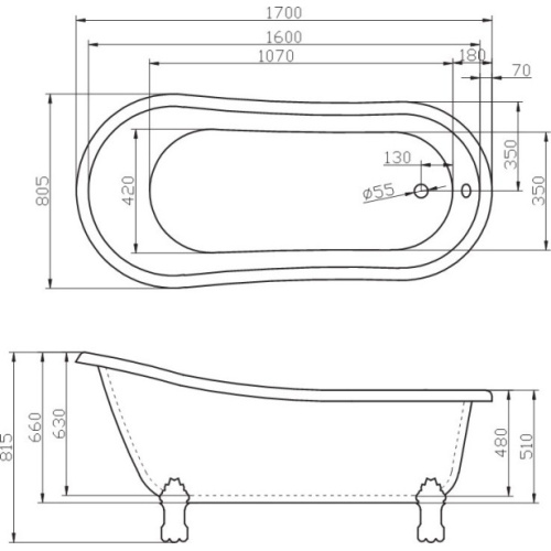 Ванна акриловая BelBagno 170х80 см отдельностоящая, красная - фото 4