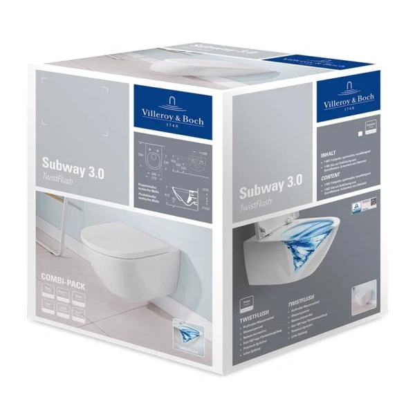 Унитаз подвесной Villeroy & Boch Subway 3.0 с сиденьем микролифт, безободковые, сиденье с микролифтом  - фото 5