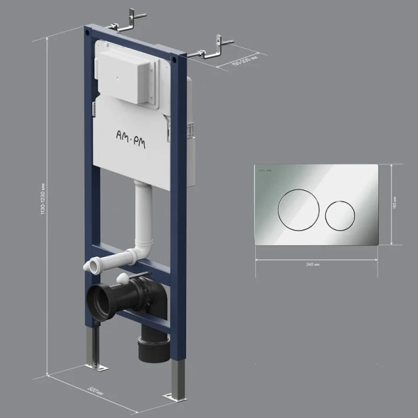 Инсталляция для унитаза Am.Pm PrimeFit с кнопкой хром - фото 3
