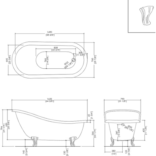 Ванна чугунная Devon&Devon Regina Copper Effect - фото 3