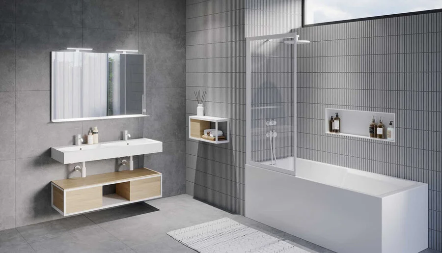 Душевая перегородка черная Lucid GD501 80 см - фото 1