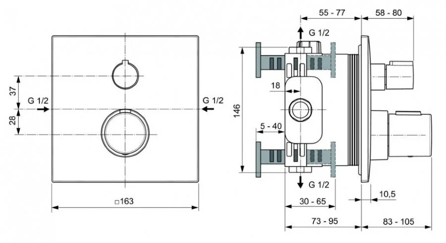 Смеситель для душа Ideal Standard Ceratherm C100 серебряный шторм, для душа - фото 2