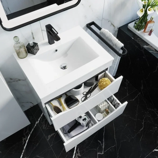 Тумба с раковиной подвесная IDDIS Cloud CLO80W0i95K 80 см с двумя ящиками, 80 см - фото 6