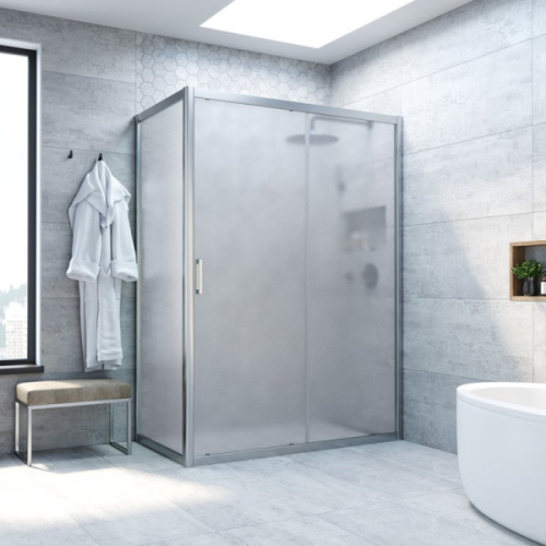 Душевой уголок профиль матовый хром стекло сатин Vegas-glass, прямоугольные - фото 2