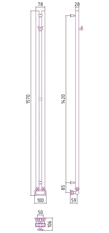 Полотенцесушитель водяной Сунержа Нюанс EU50+ 5х154.5 см без покрытия - фото 2
