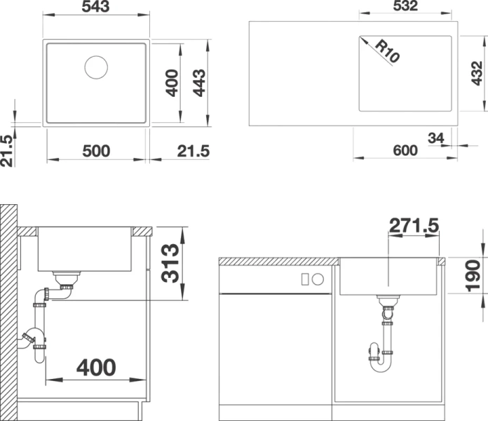 Мойка для кухни Blanco Subline 500-IF SteelFrame - фото 4