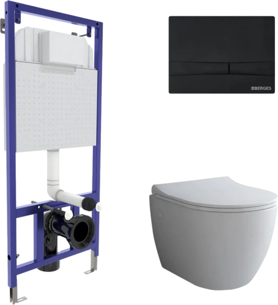 Унитаз с инсталляцией BERGES Okus кнопка черная - фото 1