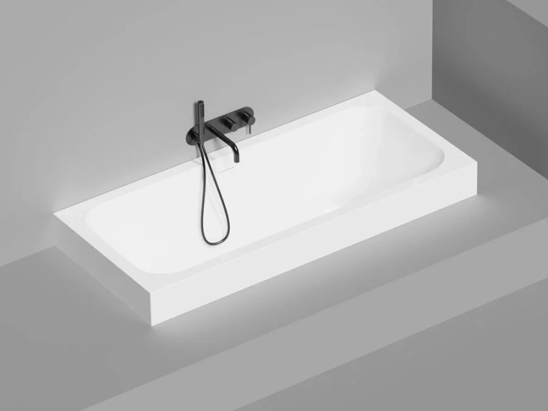 Ванна из искусственного камня Salini Orlanda Axis Kit 103313 170х75 см интегрированный слив перелив, прямоугольные - фото 5