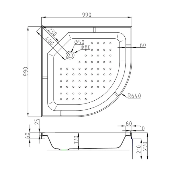 Душевая кабина Deto D 100х100 см с подсветкой - фото 3