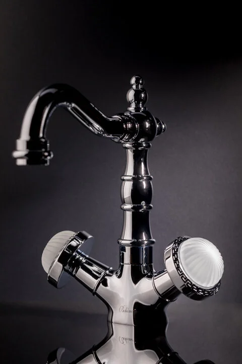 Смеситель для раковины Boheme Satine хром, классические, ретро, с элементами стекла, декорированные - фото 3