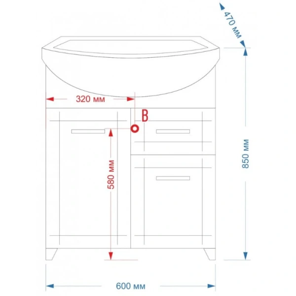 Тумба под раковину напольная Misty Уют 60 см белая - фото 2