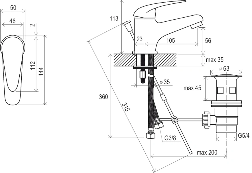 Смеситель для раковины с донным клапаном Ravak Suzan SN 011.00 X070001 - фото 4