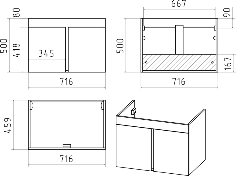 Тумба с раковиной подвесная Misty Торос П-Тор0 75 см прямая - фото 3