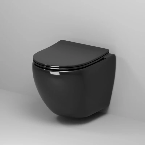 Унитаз подвесной Grossman Color черный, безободковые, сиденье с микролифтом , с антивсплеском - фото 5