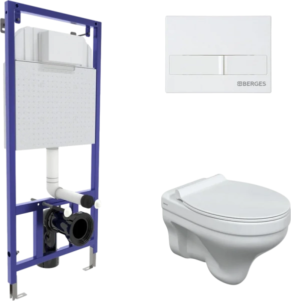 Унитаз с инсталляцией BERGES кнопка белая - фото 1