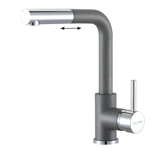 Смеситель для кухни Paulmark Kassel серый металлик - фото 1