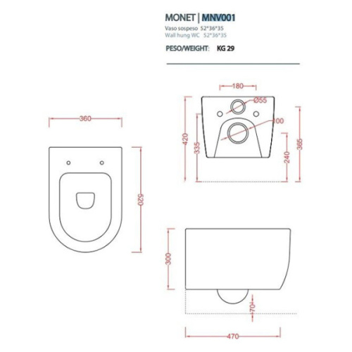 Унитаз подвесной ArtCeram Monet черный матовый - фото 3