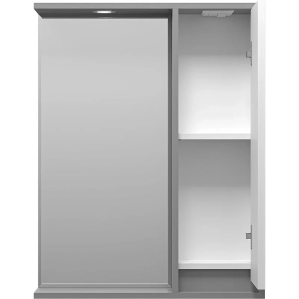 Зеркальный шкаф с подсветкой Brevita Balaton 75 см белый/серый, правый - фото 4