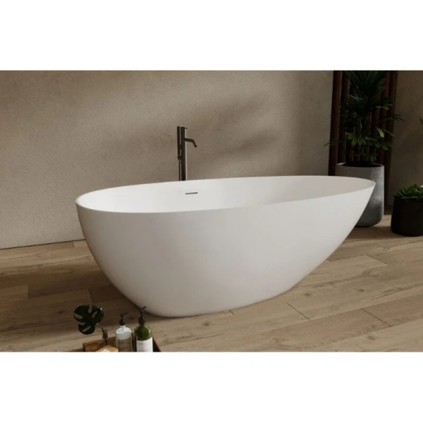 Ванна из искусственного камня Abber Stein 170x80 см белая матовая, овальные - фото 5