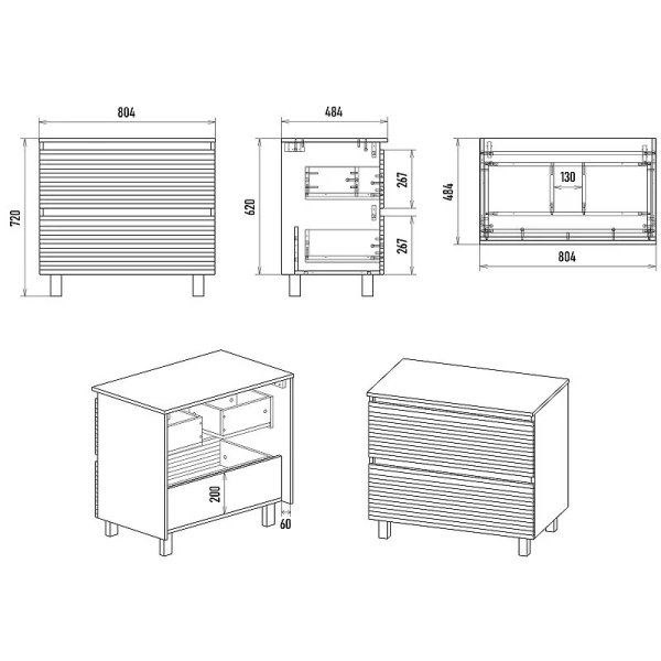 Тумба под раковину напольная Brevita Dakota 80 см дуб галифакс олово, белый - фото 2