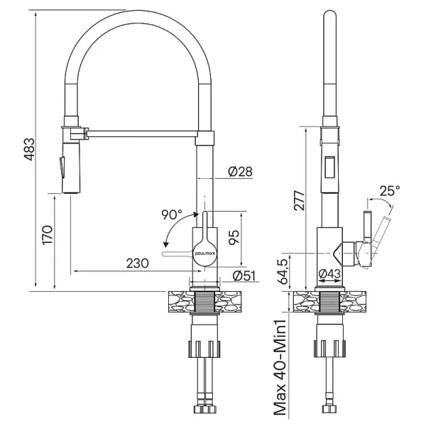 Смеситель для кухни Paulmark Halt светлое брашированное золото, для кухни - фото 2