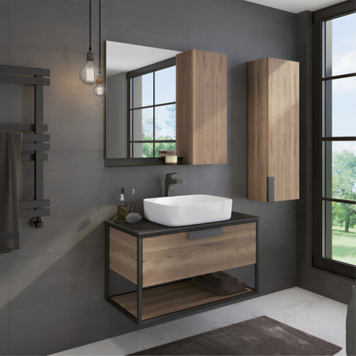 Шкаф-пенал подвесной Comforty Кёльн 35 см дуб темный - фото 2