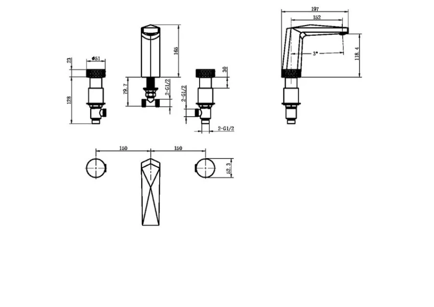 Смеситель для раковины Boheme Venturo графит глянцевый, для раковины - фото 2