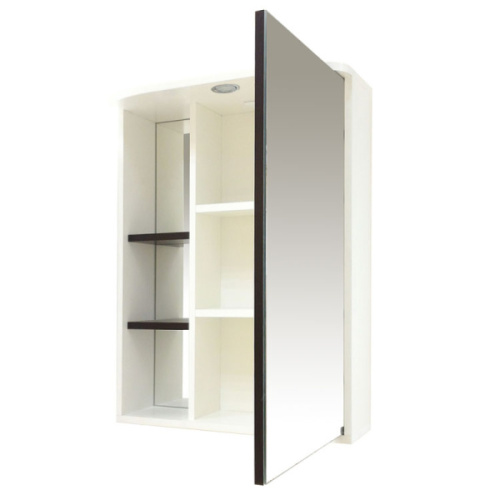 Зеркальный шкаф, зеркало справа, полочки слева, цвет белый/чёрный, Misty Венера index_1 - фото 4
